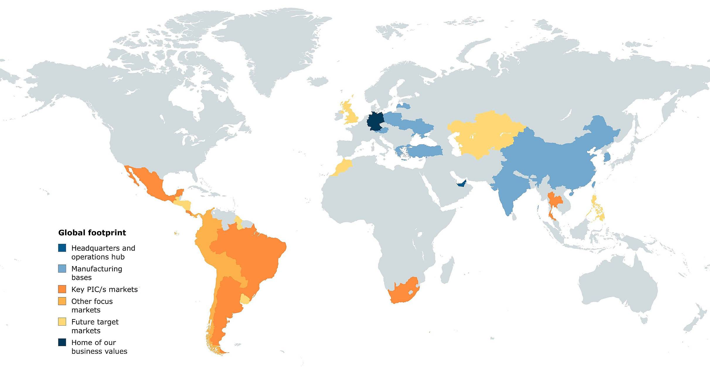 World Map with global footprint of Valexia Health